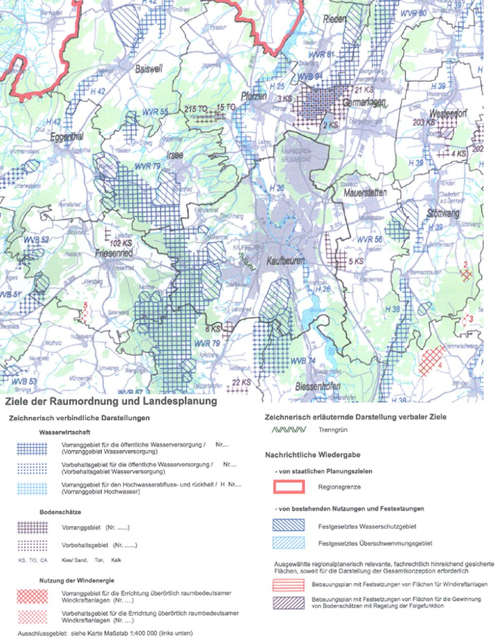 Beispiel Regionalplankarte: Ziele der Raumordnung und Landesplanung - © Beispiel Regionalplankarte: Ziele der Raumordnung und Landesplanung - ©